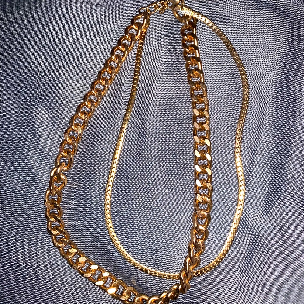 gold chocker layered necklace